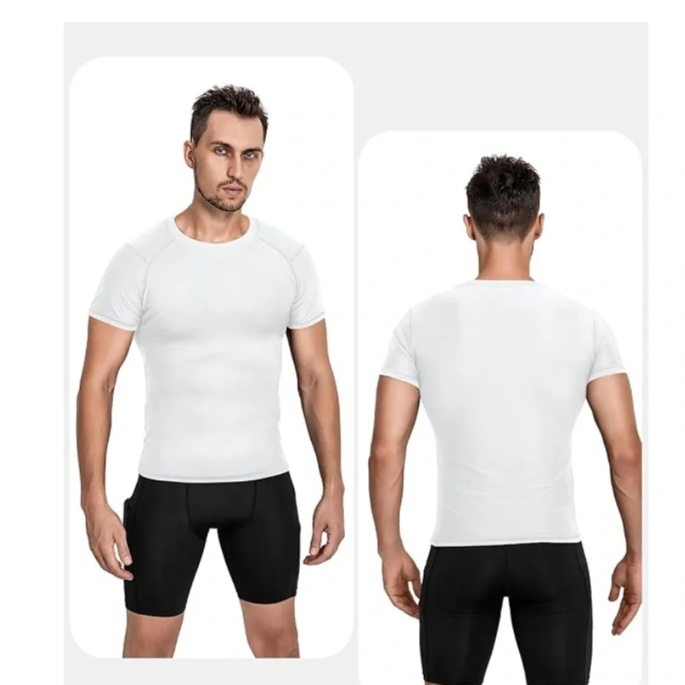 Bundle of 2 Men's Compression Shirts- black and white- size small